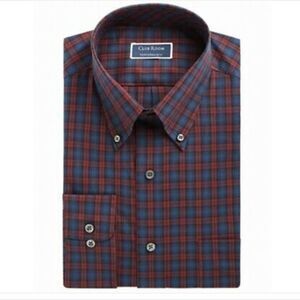 Club Room Mens Dress Shirt Red 15 1/2 34/35 Regular Fit Button Down Plaid Print